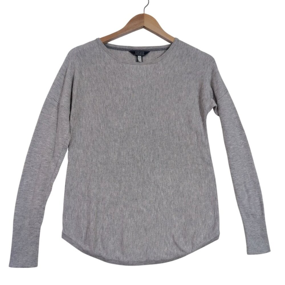 Joules Crew Neck Sweater Women 2 Gray Minimalist Capsule Everyday Stripe On Back